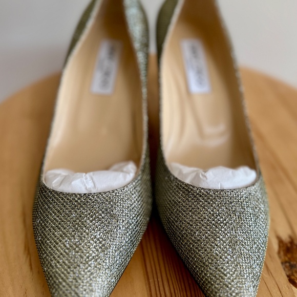 NIB Jimmy Choo Glitter Kitten Heel Pumps in Light Bronze Sz 37 BRAND NEW! - Picture 4 of 10